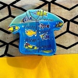 🔴NWT Island Heritage ceramic trivet dish Aloha shirt shape